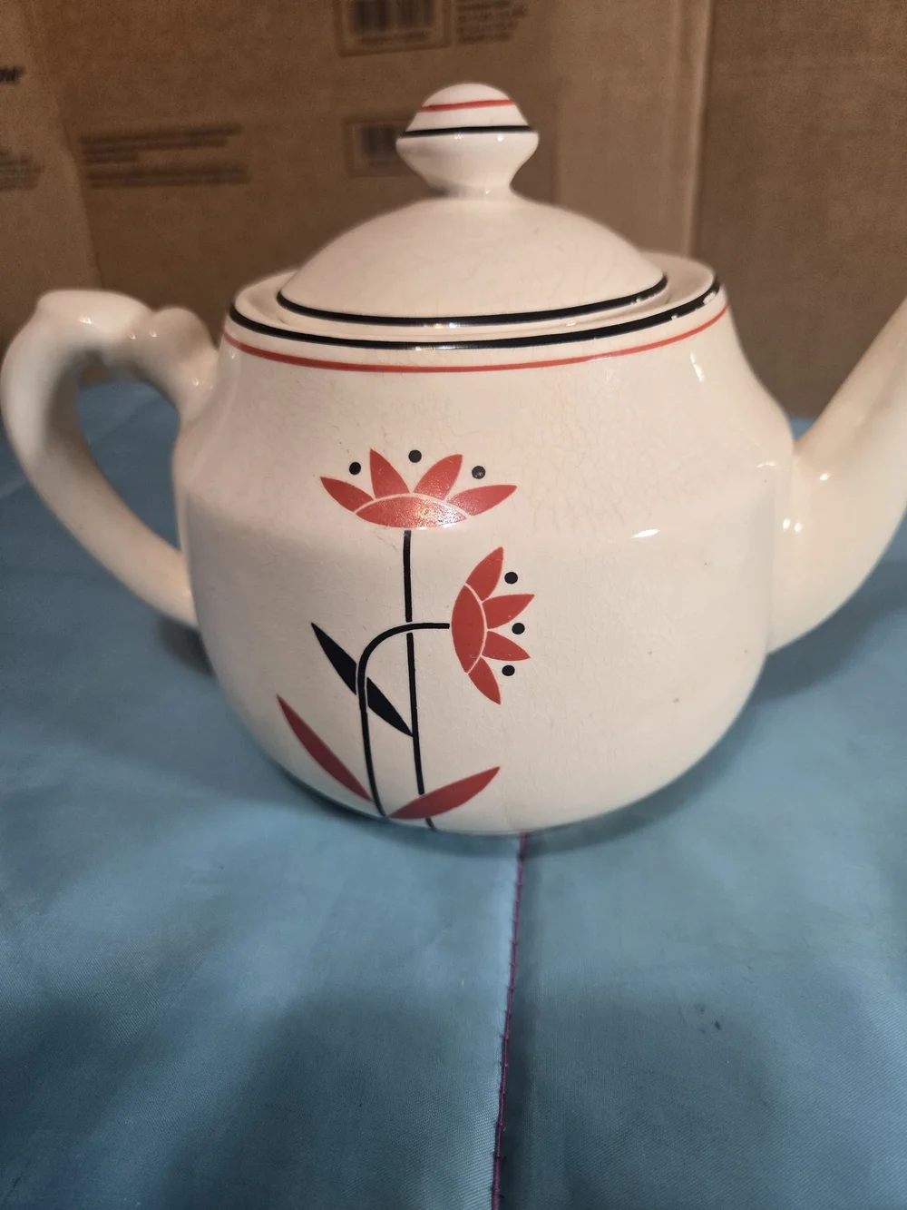 Vintage Harker Hot Oven Tea Pot 1930s Art Deco Design